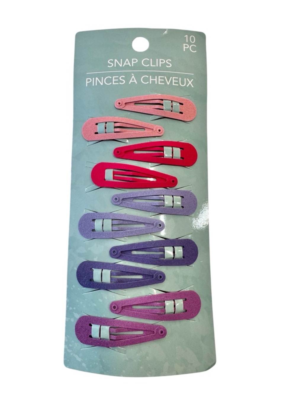 Colorful Textured Velvet Like Snap Clips 10 Pack NEW